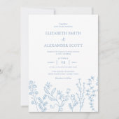 Elegante eenvoudige foto Wildflower Periwinkle bru Kaart (Voorkant)