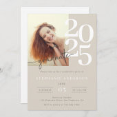 Elegante eenvoudige fotoscript afstudeerfeest kaart (Voorkant / Achterkant)