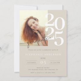 Elegante eenvoudige fotoscript afstudeerfeest kaart