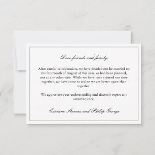 Elegante Eenvoudige Gebroken Verloving Afgelaste T Kaart