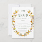 Elegante Eenvoudige Gele Huwelijk RSVP Response Ka (Voorkant)
