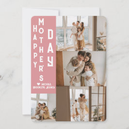 Elegante Eenvoudige Gelukkige Moederdag Fotocollag Feestdagenkaart