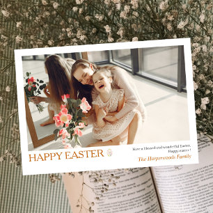 Elegante Eenvoudige Gelukkige Paaseieren Familiefo Feestdagenkaart