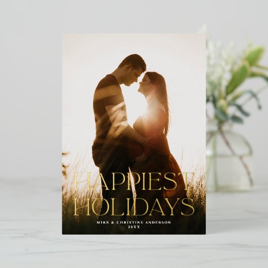 Elegante Eenvoudige Gelukkigste Feestdagen Eén Fot (Staand Voorkant)