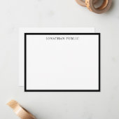 Elegante eenvoudige gepersonaliseerde zwart-wit Sj Notitiekaartje (Voorkant / Achterkant in situ)