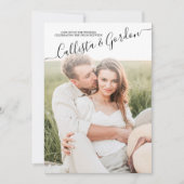 Elegante Eenvoudige Geschreven Fotocollage Wedding Kaart (Voorkant)