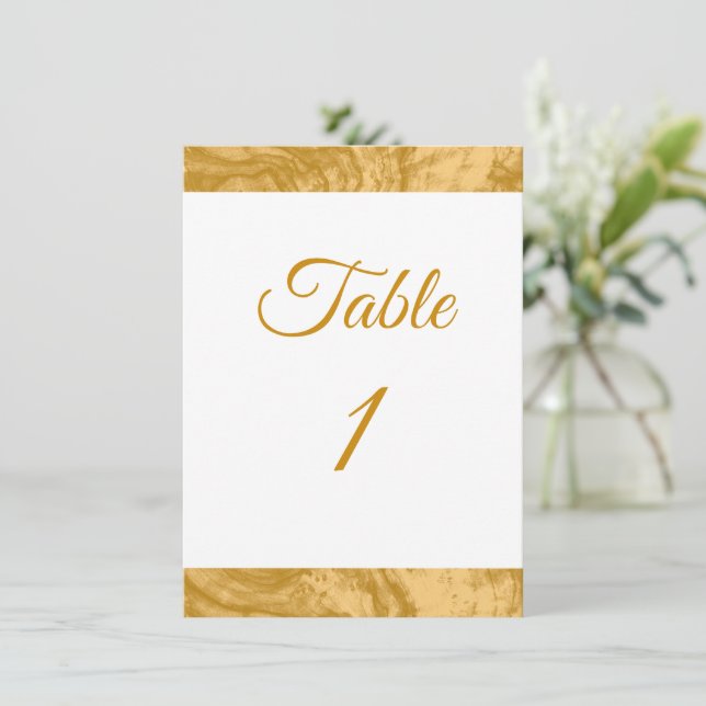 Elegante Eenvoudige Gouden Aangepaste Trouwtafel N (Staand voorkant)