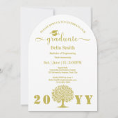 Elegante Eenvoudige Gouden Afstuderen Kaart (Voorkant)