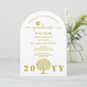 Elegante Eenvoudige Gouden Afstuderen Kaart (Staand voorkant)