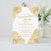 Elegante Eenvoudige Gouden Bloemen Afstudeerfeest  Kaart (Staand voorkant)