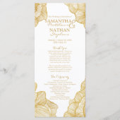 Elegante Eenvoudige Gouden Bloemen Trouwprogramma' Programmakaart (Voorkant)