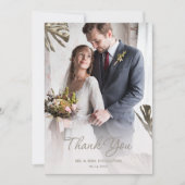 Elegante eenvoudige gouden champagne bruiloft foto bedankkaart (Voorkant)