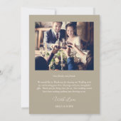 Elegante eenvoudige gouden champagne bruiloft foto bedankkaart (Achterkant)