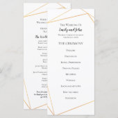 Elegante eenvoudige gouden geometrische lijnen bru programmakaart (Voorkant / Achterkant)