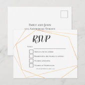 Elegante Eenvoudige Gouden Geometrische Lijst Wedd Briefkaart (Voorkant / Achterkant)