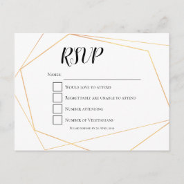 Elegante Eenvoudige Gouden Geometrische Lijst Wedd Briefkaart