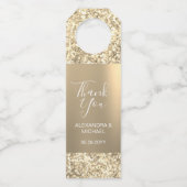 Elegante eenvoudige gouden glitter bruiloft bedank flessenhanger (Voorkant)