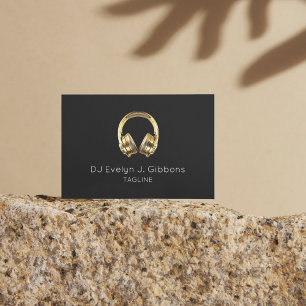 Elegante Eenvoudige Gouden Hoofdtelefoon Dj Zanger Visitekaartje