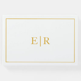 Elegante Eenvoudige Gouden Monogram Trouw Gastenboek