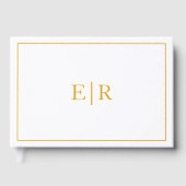 Elegante Eenvoudige Gouden Monogram Trouw Gastenboek (Voorkant)