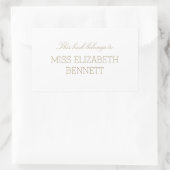 Elegante eenvoudige gouden naam Bookplate Rechthoekige Sticker (Tas)