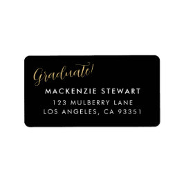 Elegante Eenvoudige Gouden Script Afstudeeradres Etiket