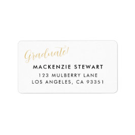 Elegante Eenvoudige Gouden Script Afstudeeradres Etiket
