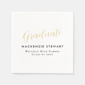 Elegante eenvoudige gouden script Afstuderen wit Servet (Voorkant)
