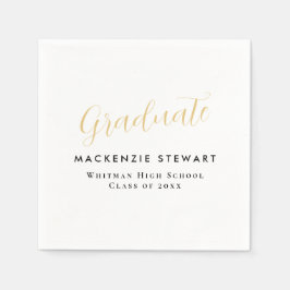 Elegante eenvoudige gouden script Afstuderen wit Servet