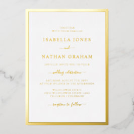 Elegante Eenvoudige Gouden Trouwfolie Uitnodiging