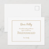 Elegante eenvoudige gouden typografie / bruidsmeis briefkaart (Voorkant / Achterkant)