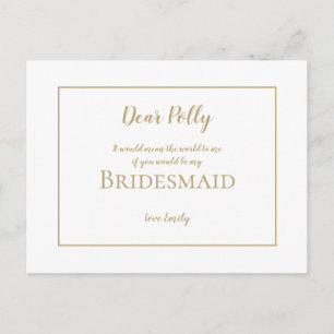 Elegante eenvoudige gouden typografie / bruidsmeis briefkaart