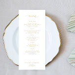Elegante eenvoudige gouden typografie bruiloft menu<br><div class="desc">Trendy minimalistische eenvoudige faux gouden kalligrafie aangepaste tekst sjabloon bruiloft menukaart.</div>