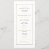 Elegante eenvoudige gouden typografie en Lijst bru Programmakaart (Achterkant)