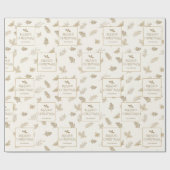 Elegante eenvoudige gouden winterbladeren cadeaupapier (Vlak)