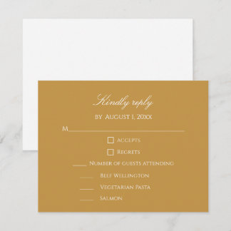 Elegante Eenvoudige Gouden & Witte Trouwdag RSVP Kaartje