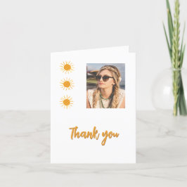 Elegante Eenvoudige Gouden Zon Foto Verjaardag Bedankkaart