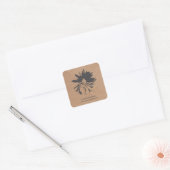 Elegante eenvoudige grijze bloem kraft papier bloe vierkante sticker (Envelop)
