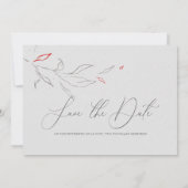 Elegante eenvoudige grijze & rode bloemen Bewaar d Kaart (Achterkant)