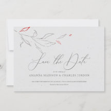 Elegante eenvoudige grijze & rode bloemen Bewaar d