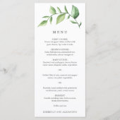 Elegante eenvoudige groen rustieke bruiloft menu (Voorkant)
