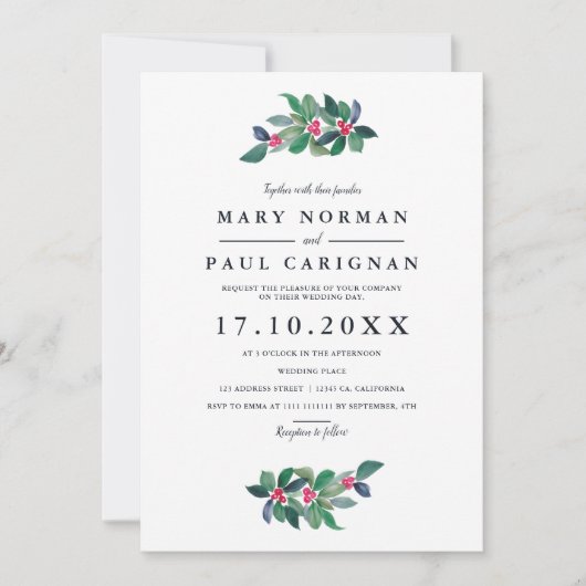 Elegante eenvoudige groene blauwe winter Kerstmis  Kaart (Voorkant)