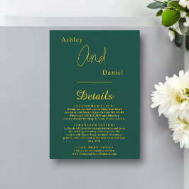 Elegante eenvoudige groene en gouden moderne chiqu informatiekaartje