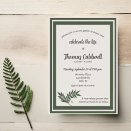 Elegante Eenvoudige Groene Rand Herdenkingsuitnodi Kaart