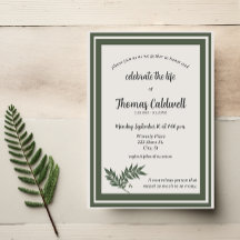 Elegante Eenvoudige Groene Rand Herdenkingsuitnodi