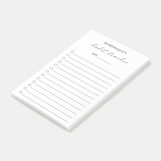 Elegante Eenvoudige Habit Tracker Modern Post-it® Notes (Schuin)