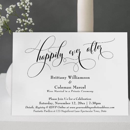 Elegante Eenvoudige Happily Ever After Ontvangst U Kaart