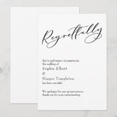 Elegante eenvoudige "Helaas" afgeblazen trouwkaart Kaart (Voorkant / Achterkant)