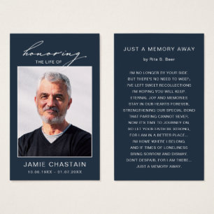 Elegante Eenvoudige Herdenkingskaart met Foto en G Visitekaartje