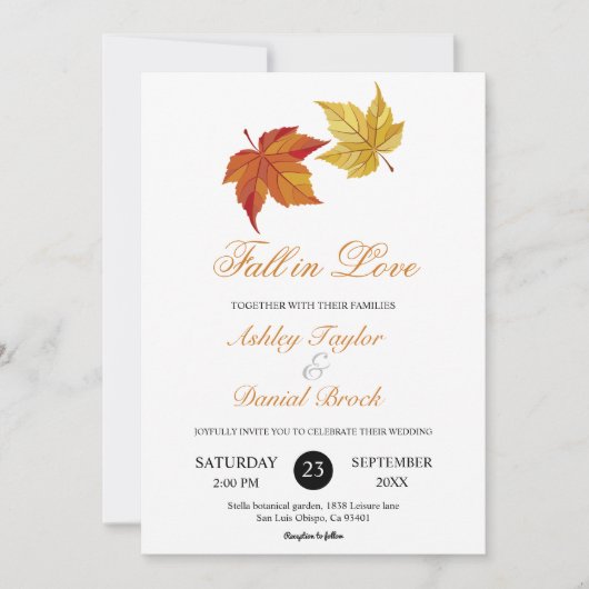 Elegante eenvoudige Herfst in liefde rustieke herf Kaart (Voorkant)